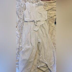 Linen Like Tie-Waist Wide Leg Jumpsuit